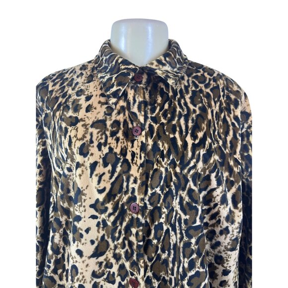 Dennis Basso Womens Leopard Animal Print Button-Up Jacket Sz L - Picture 5 of 9